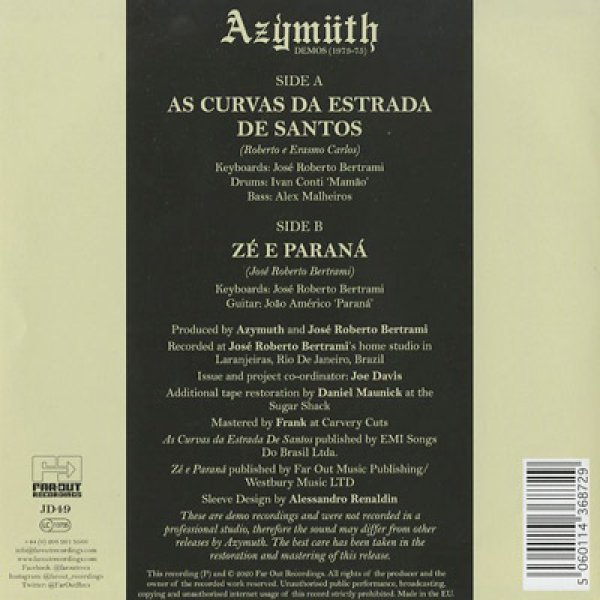 画像2: Azymuth / Demos 1973-75: As Curvas Da Estrada de Santos c/w Ze E Parana (2)